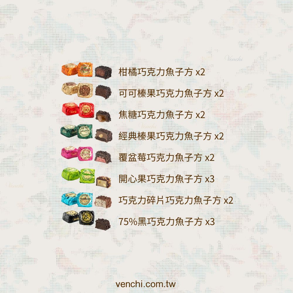 默勒奇境｜綜合巧克力魚子方 18入