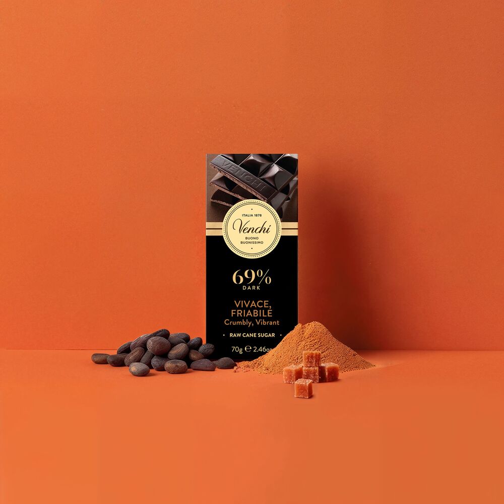 69% 蔗糖脆心黑巧克力片