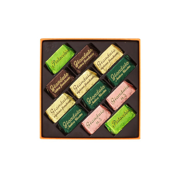 巴洛克橘色方型巧克力角禮盒 (12入裝)