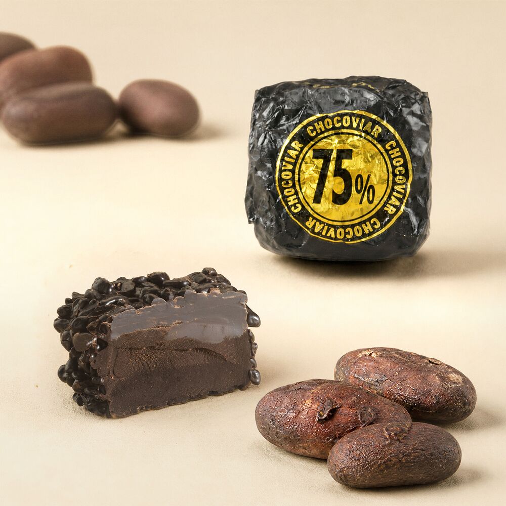 75%黑巧克力魚子方 100g